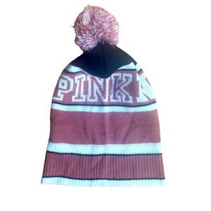 PINK Nation Ski Hat Cap Pom Pom OS
